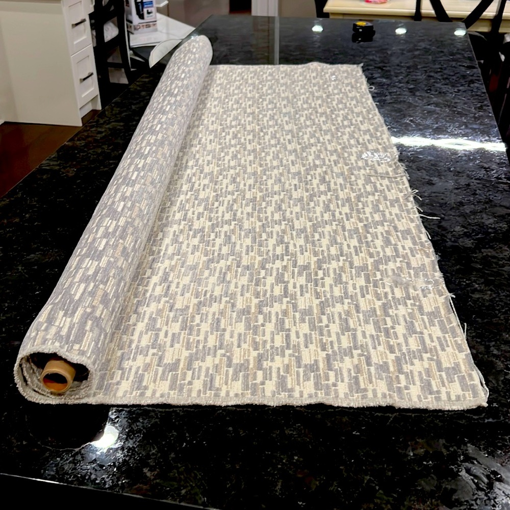 Neutral Gray Beige Patterned Upholstery Fabric Roll - Home Décor